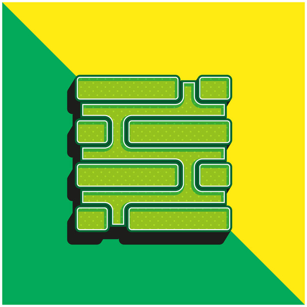 Brickwall Logo icona vettoriale 3D moderna verde e gialla - Vettoriali, immagini
