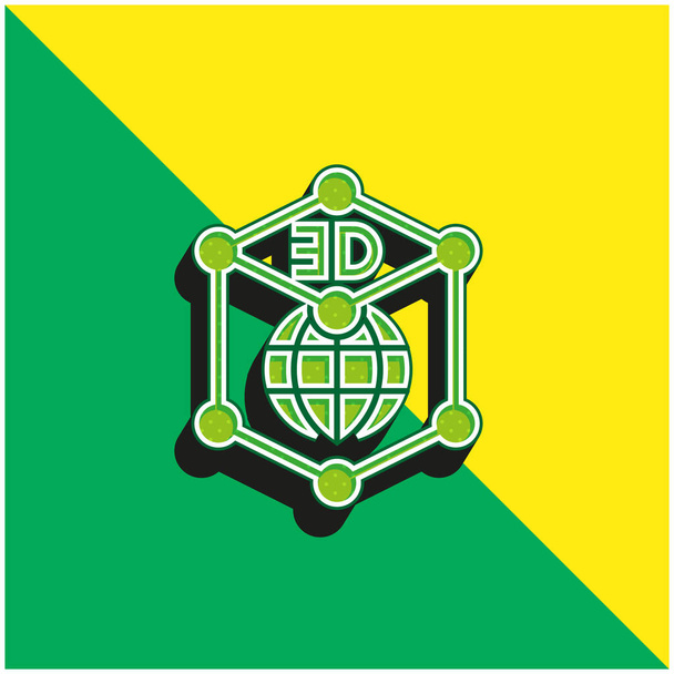 3D-Grafik Grünes und gelbes modernes 3D-Vektorsymbol-Logo - Vektor, Bild