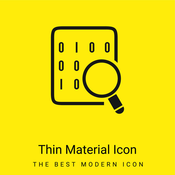Binary koodit käyttöturvallisuustiedotteen suurennuslasi minimaalinen kirkkaan keltainen materiaali kuvake - Vektori, kuva