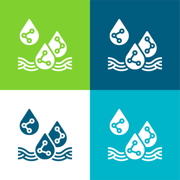 Savas eső Flat négy szín minimális ikon készlet - Vektor, kép