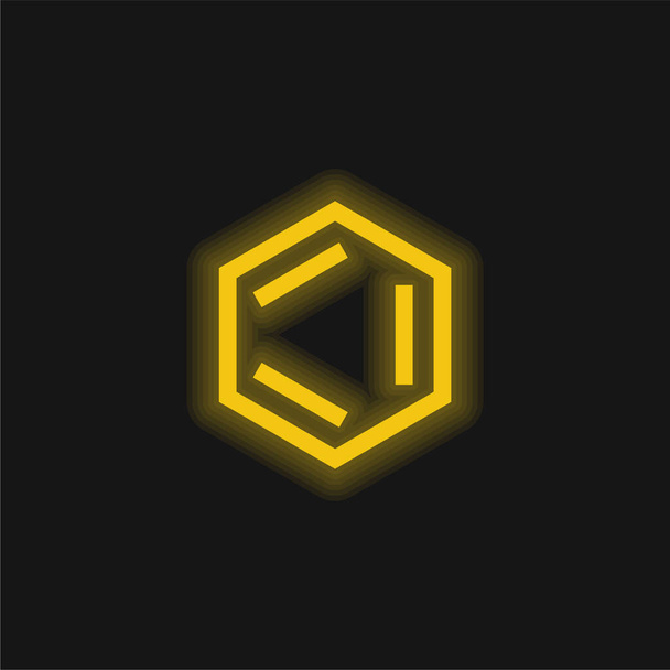 Benzeen geel gloeiend neon pictogram - Vector, afbeelding