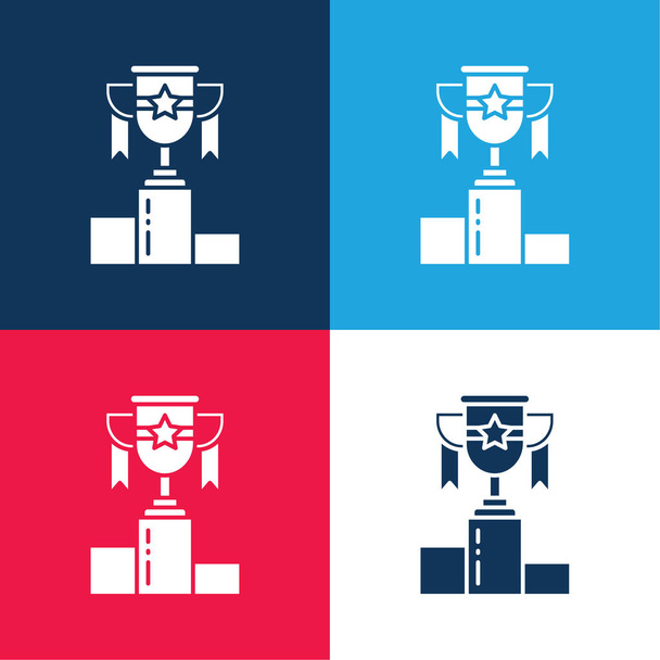 Ocenění modrá a červená čtyři barvy minimální ikona nastavena - Vektor, obrázek