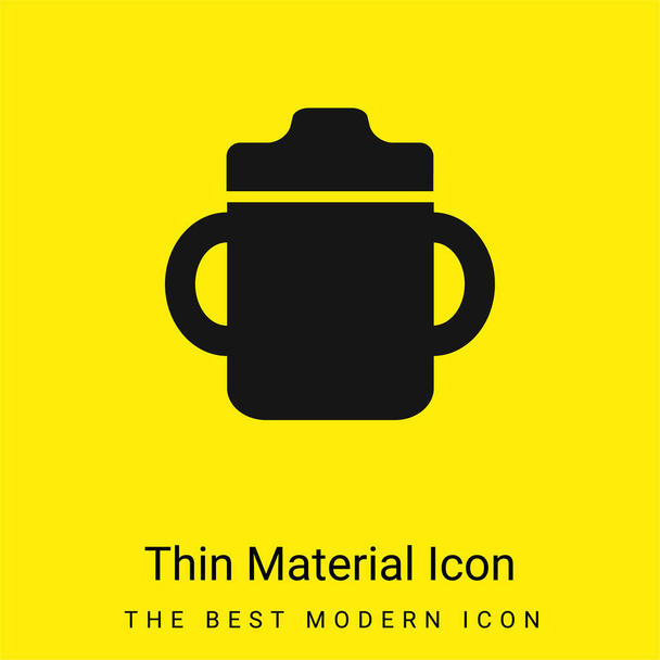 Baby Drinking Bottle With Handle On Both Sides minimal bright yellow material icon - Vector, Image
