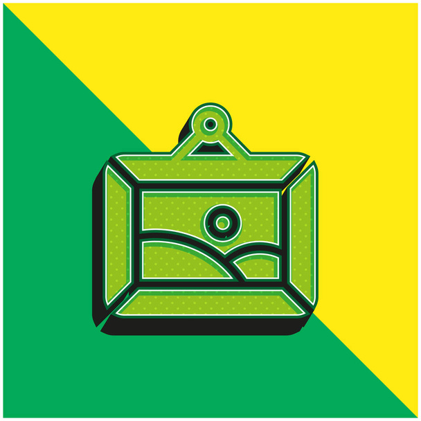 Kunstwerk Groen en geel modern 3D vector icoon logo - Vector, afbeelding