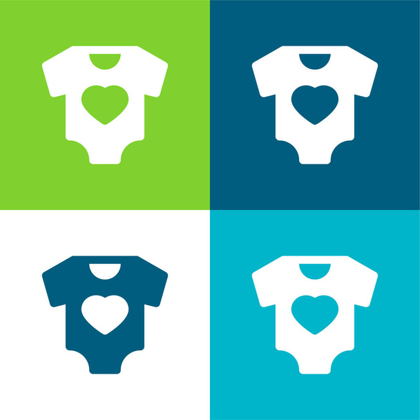 Baby Clothes Set icona minimale piatto a quattro colori - Vettoriali, immagini