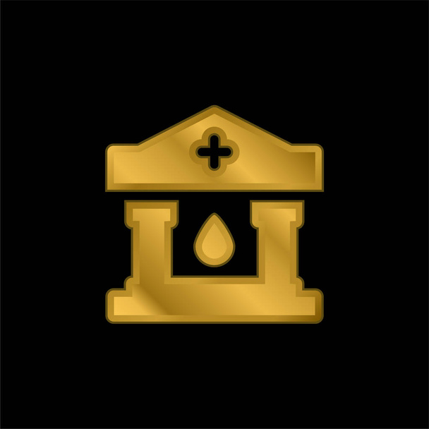 Pokryta złotem metaliczna ikona lub wektor logo banku krwi - Wektor, obraz