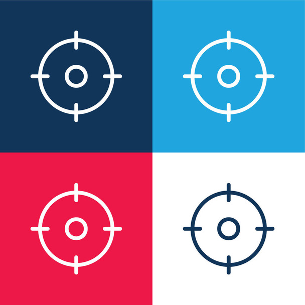 Visez bleu et rouge ensemble d'icônes minimales de quatre couleurs - Vecteur, image