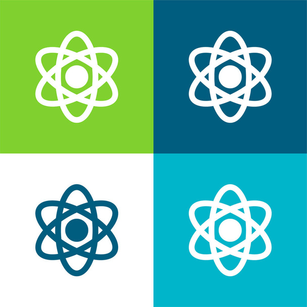 Atom Flat conjunto de iconos mínimos de cuatro colores - Vector, Imagen