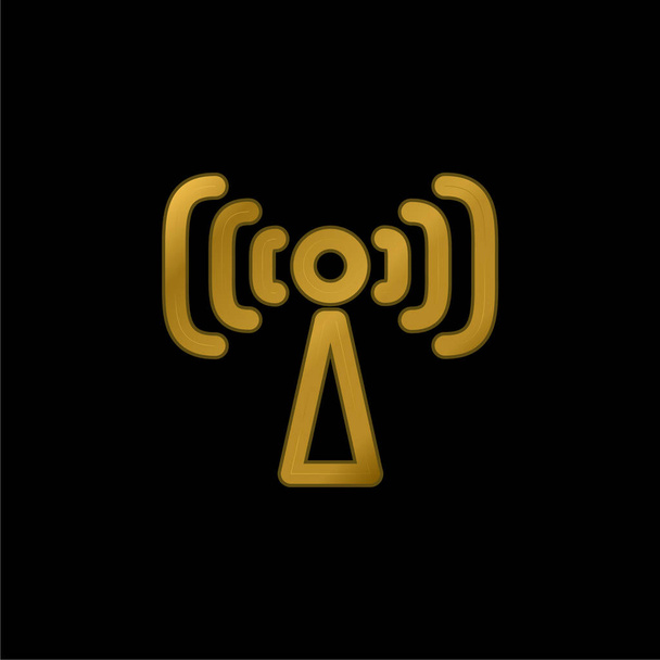 Sinal de antena Símbolo banhado a ouro ícone metálico ou vetor logotipo - Vetor, Imagem