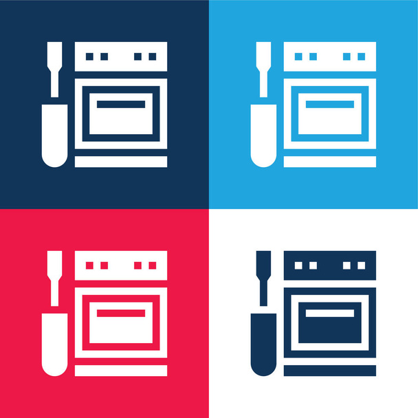 Appliance blu e rosso set di icone minime a quattro colori - Vettoriali, immagini