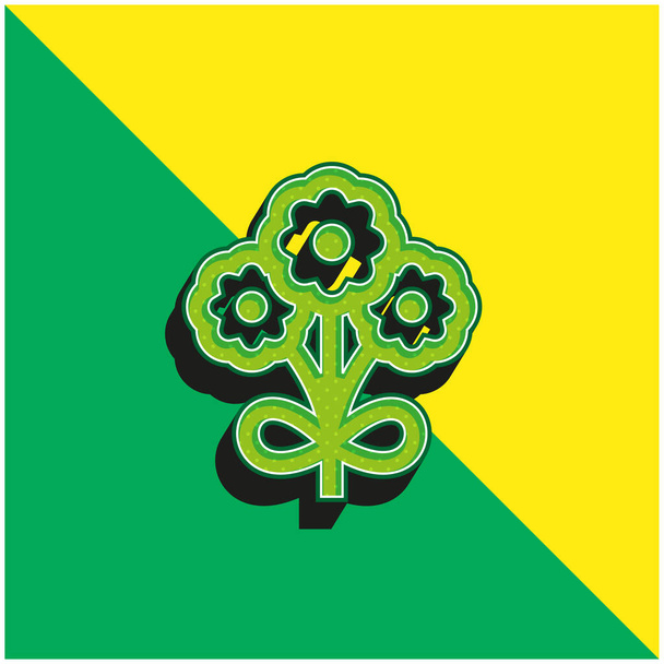 Букет Зеленый и желтый современный 3D логотип векторной иконы - Вектор,изображение