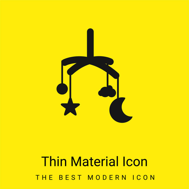Baby Crib Mobile Toy minimal bright yellow material icon - Vector, Image