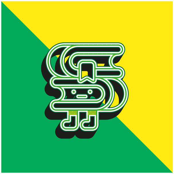 Libros verde y amarillo moderno 3d vector icono logo - Vector, Imagen