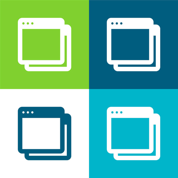 App Flat four color minimal icon set - Vector, Image