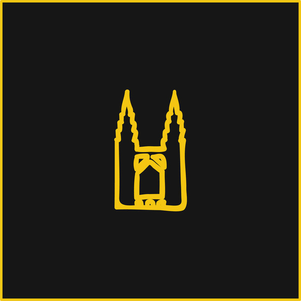 Ikona žlutého zářícího neonu mostu - Vektor, obrázek