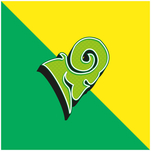 Κριός Πράσινο και κίτρινο σύγχρονο 3d διάνυσμα εικονίδιο λογότυπο - Διάνυσμα, εικόνα