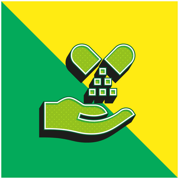 Medycyna alternatywna Zielony i żółty nowoczesny ikona wektora 3D logo - Wektor, obraz