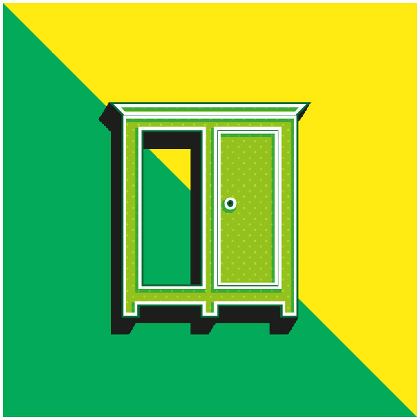 Bedroom Wardrobe Green and yellow modern 3d vector icon logo - Vector, Image