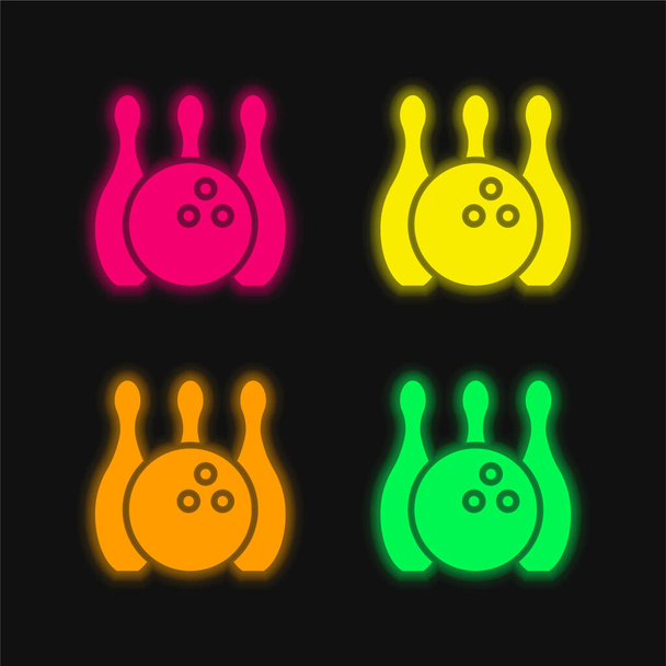 Боулінг чотирикольоровий світиться неоновий вектор значок
 - Вектор, зображення