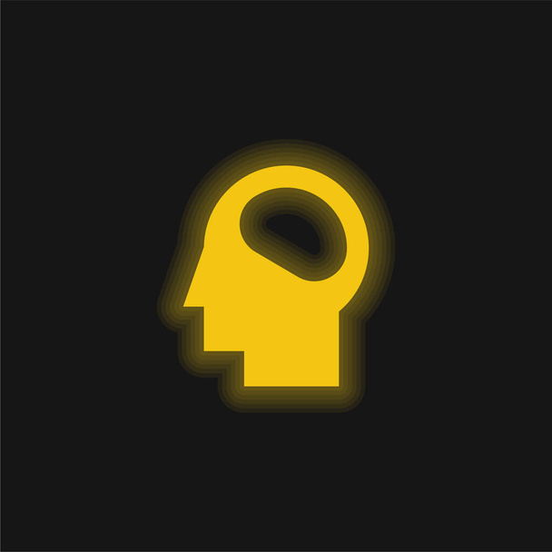 Жовта іконка мозку, що світиться неоном
 - Вектор, зображення