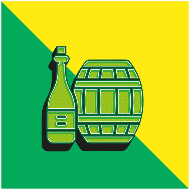 Fıçı Yeşil ve Sarı modern 3d vektör simgesi logosu - Vektör, Görsel
