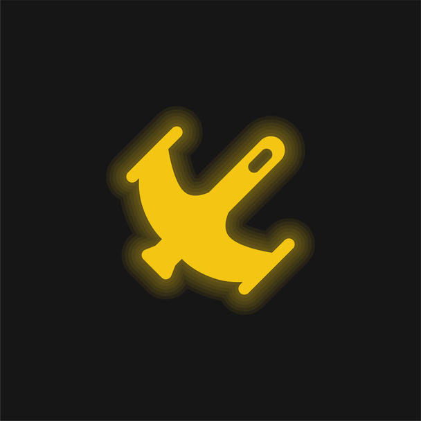 Aanval Vliegtuig geel gloeiende neon pictogram - Vector, afbeelding
