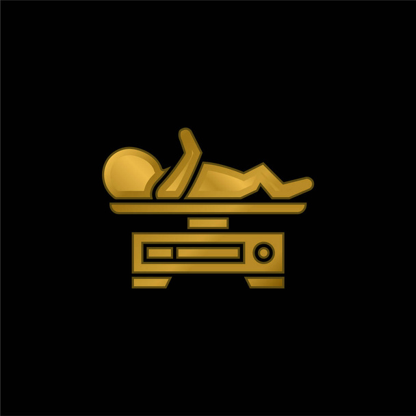 Bebé Peso chapado en oro icono metálico o logo vector - Vector, Imagen