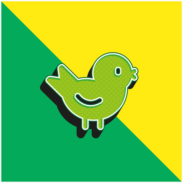 鳥緑と黄色の現代的な3Dベクトルアイコンのロゴ - ベクター画像