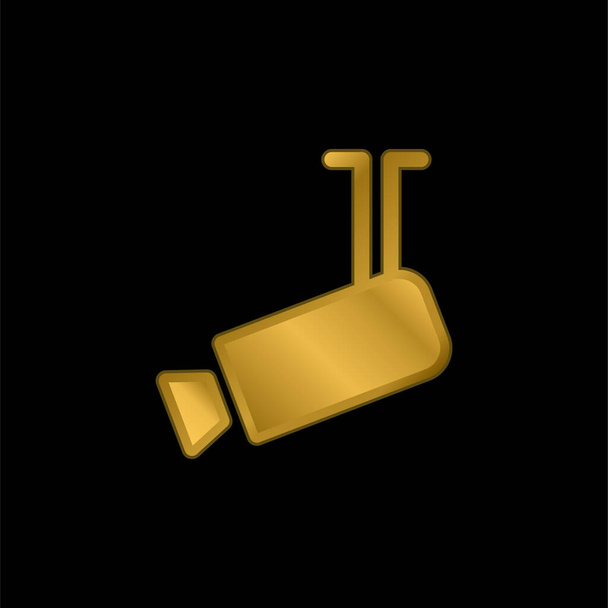 Airport Security Camera gold plated metalic icon or logo vector - Vector, Image