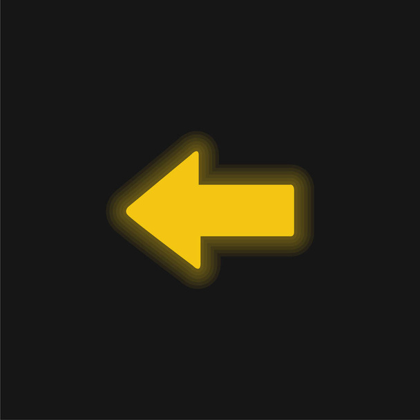Arrow Pointing To Left yellow glowing neon icon - Vector, Image