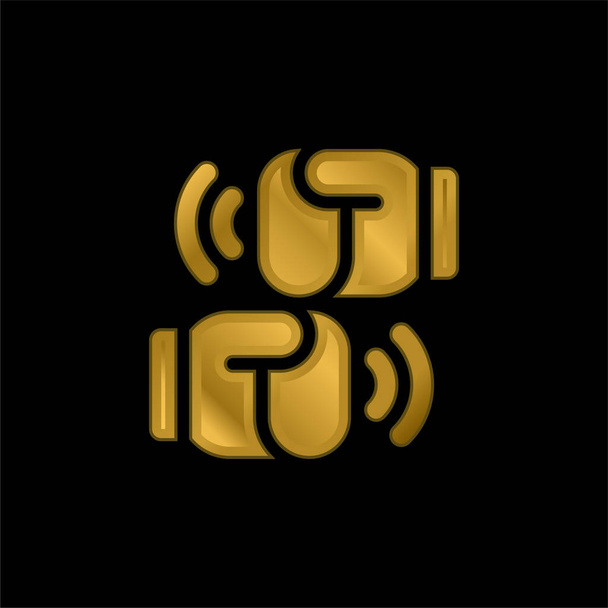 Boxeo chapado en oro icono metálico o logo vector - Vector, Imagen