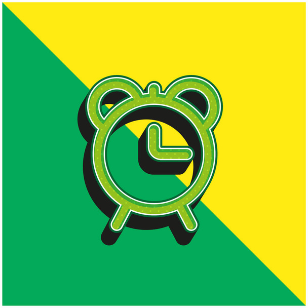 Alarm Clock Outline Green and yellow modern 3d vector icon logo - Vector, Image