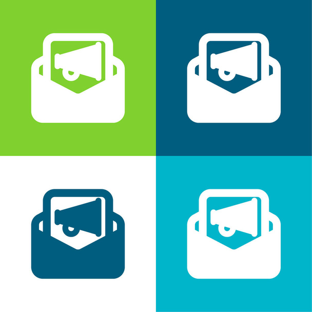 Anuncios Piso de cuatro colores mínimo icono conjunto - Vector, imagen