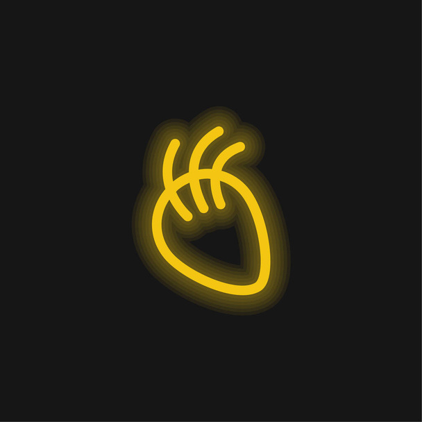 Parte del cuerpo con líneas amarillo brillante icono de neón - Vector, Imagen