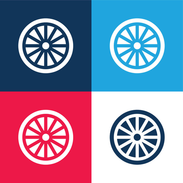 Ashoka azul e vermelho conjunto de ícones mínimos de quatro cores - Vetor, Imagem