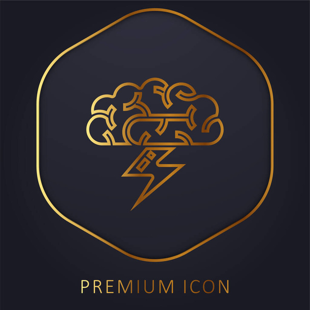 Brainstorm línea dorada logotipo premium o icono - Vector, Imagen