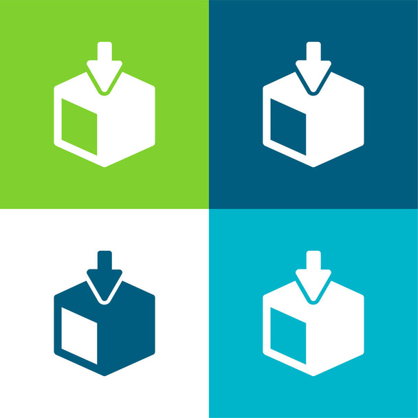 Box consegna Simbolo piatto quattro colori set icona minima - Vettoriali, immagini