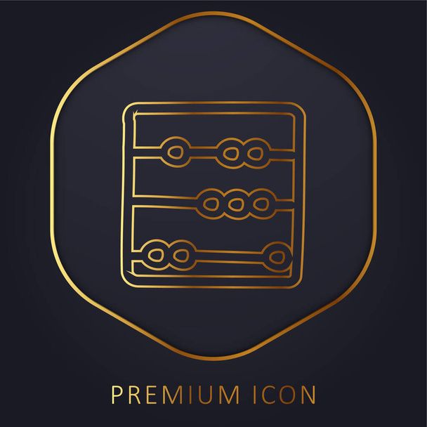Herramienta dibujada a mano Abacus logotipo o icono premium de línea dorada - Vector, Imagen