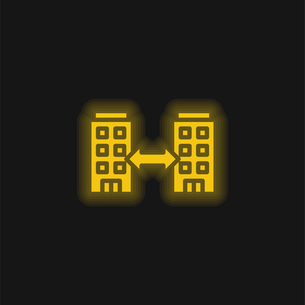 B2b icono de neón brillante amarillo - Vector, Imagen
