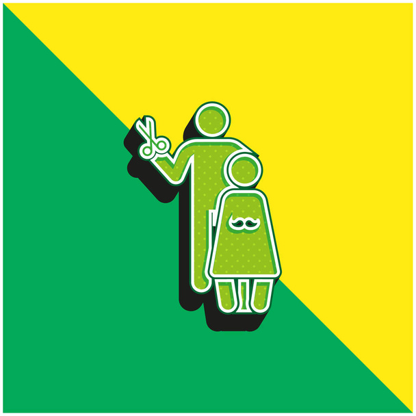 Barber Logo vectoriel 3d moderne vert et jaune - Vecteur, image