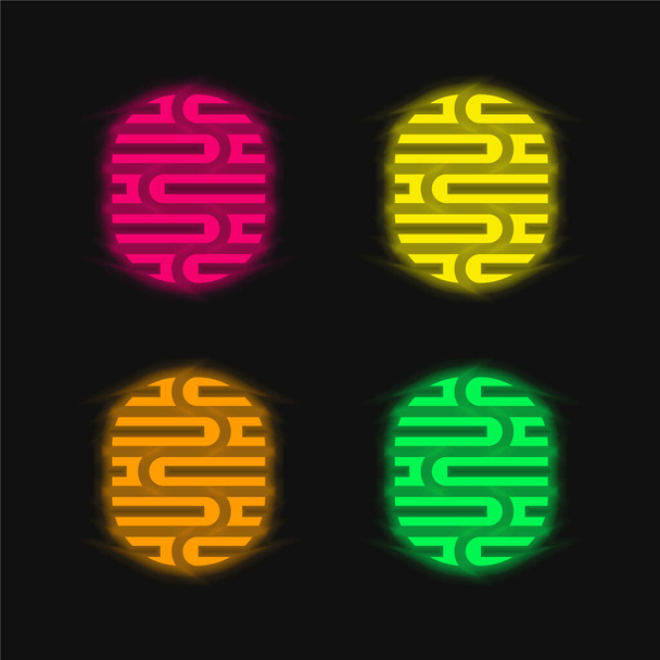 Agy négy szín izzó neon vektor ikon - Vektor, kép