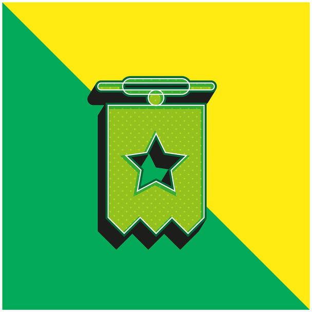 Badge With Star Shape Green and yellow modern 3d vector icon logo - Vector, Image
