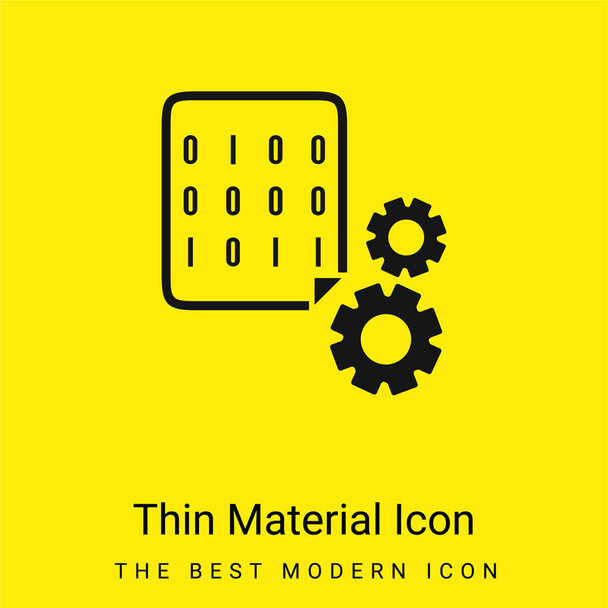 Binary koodit ja Cogwheels minimaalinen kirkkaan keltainen materiaali kuvake - Vektori, kuva