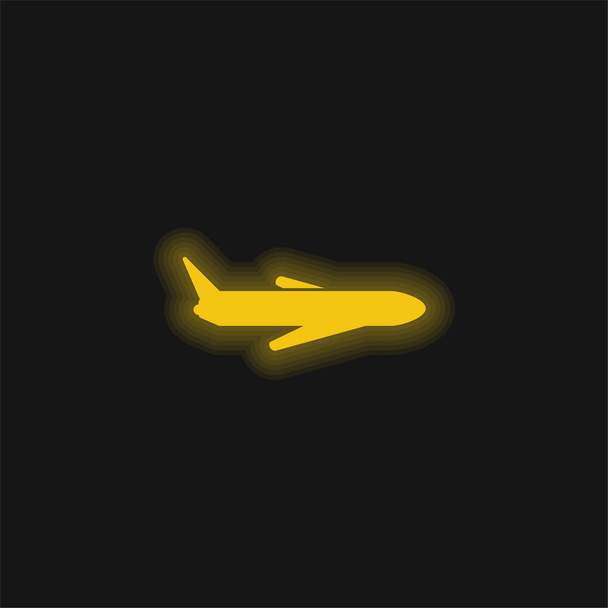 Αεροπλάνο κίτρινο λαμπερό νέον εικονίδιο - Διάνυσμα, εικόνα