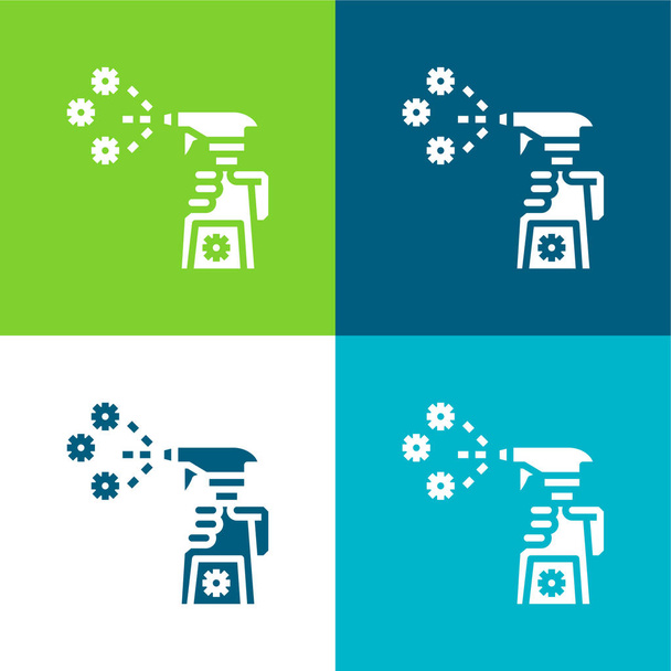Antibakteriális lapos négy szín minimális ikon készlet - Vektor, kép