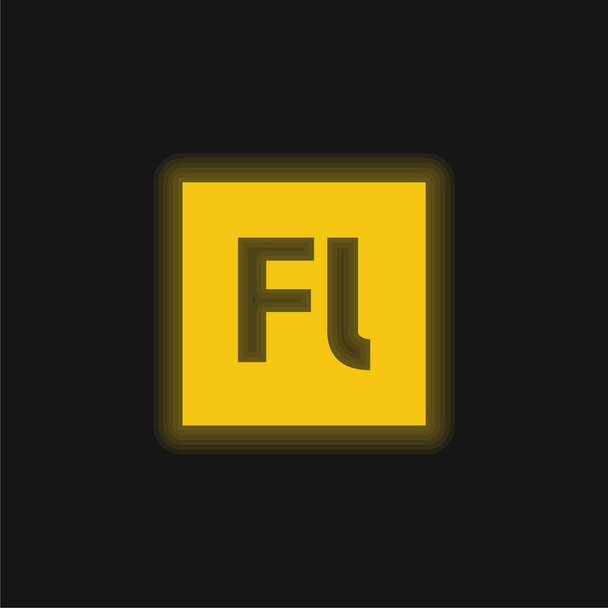 Adobe Flash Player giallo incandescente icona al neon - Vettoriali, immagini