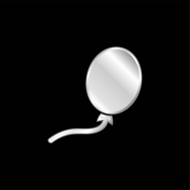 Balloon Black Oval Shape silver plated metallic icon - Vector, Image