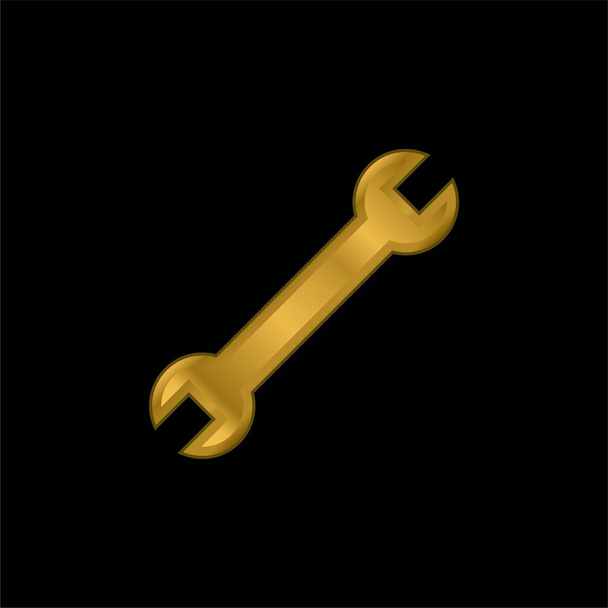 Adjustable Wrench gold plated metalic icon or logo vector - Vector, Image
