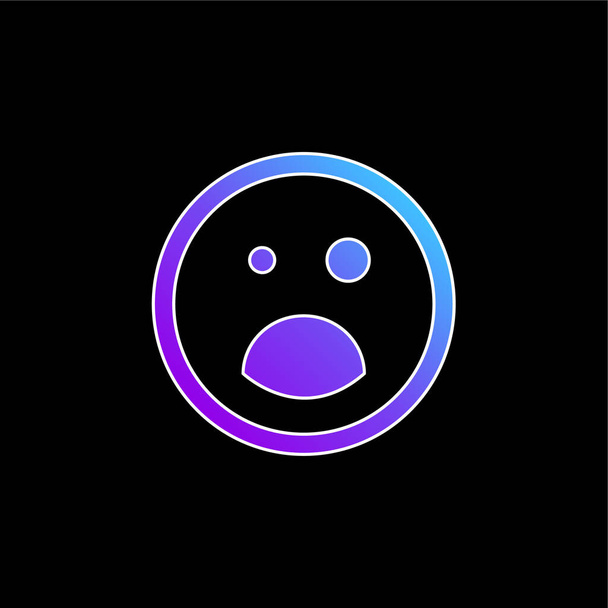 Olho preto e boca aberta Emoticon quadrado rosto ícone de vetor gradiente azul - Vetor, Imagem