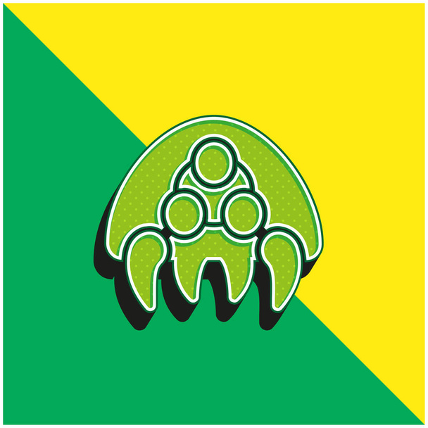 Alien Zöld és sárga modern 3D vektor ikon logó - Vektor, kép